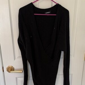 Express Deep V-Neck Black Sweater